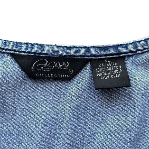 AGAPO Vintage Women's Denim Embroidered Dress Size 2X Sleeveless Made in India - Picture 5 of 13